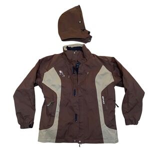 Descente‎ DNA Ski Jacket Mens Large Brown Tan Hooded Full Zip Snow Coat M-T5-XO